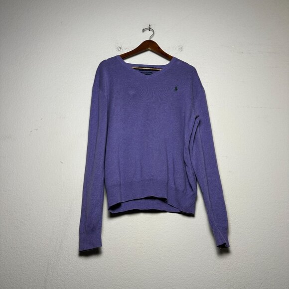 VTG Polo Ralph Lauren Purple Sweater Women L Knit Winter Fall Long Sleeve Casual - Picture 1 of 9